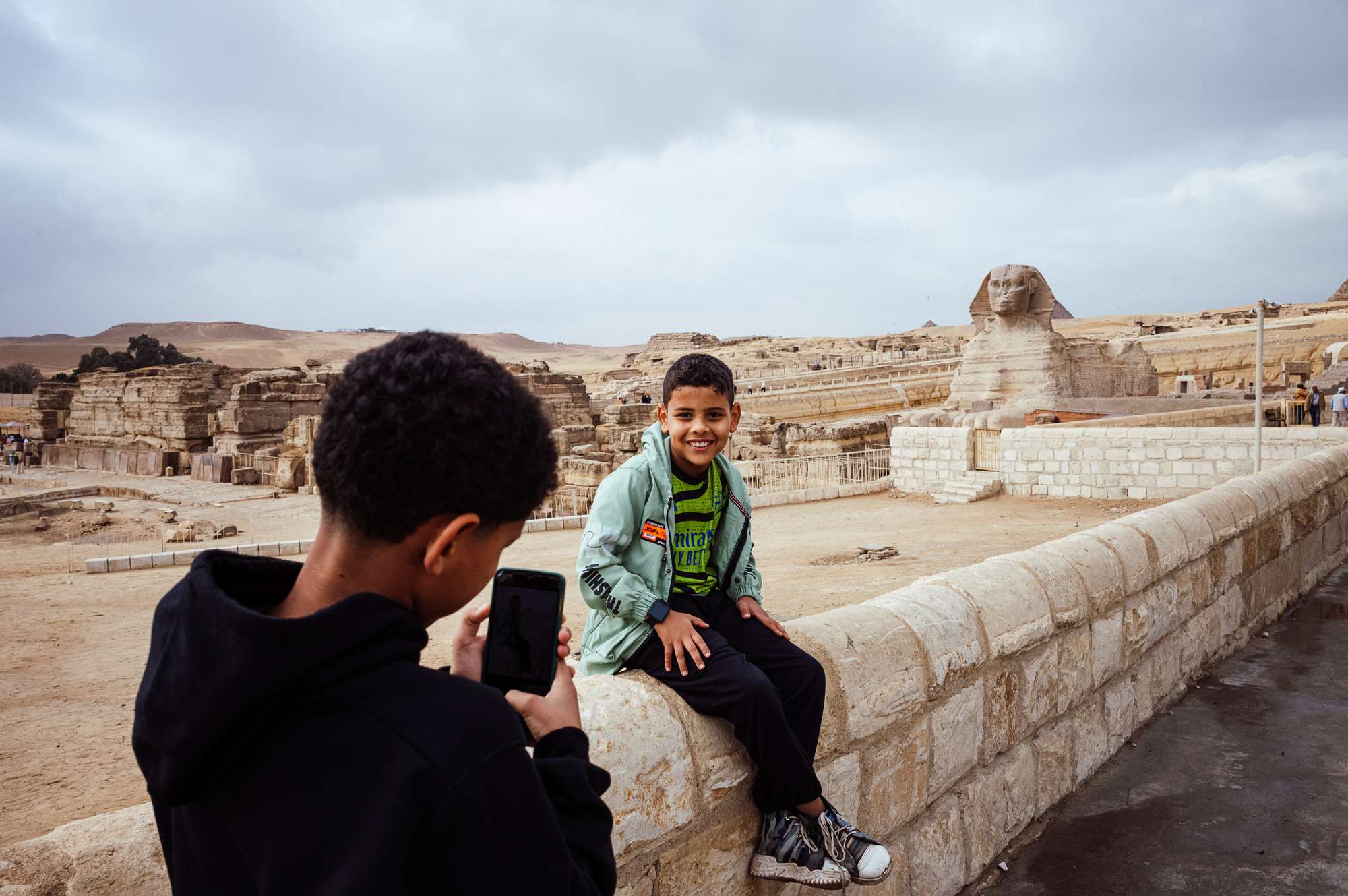 Boys collecting memories in the Giza plateau