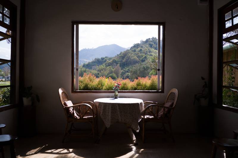 Coffee with a view over the rice fields