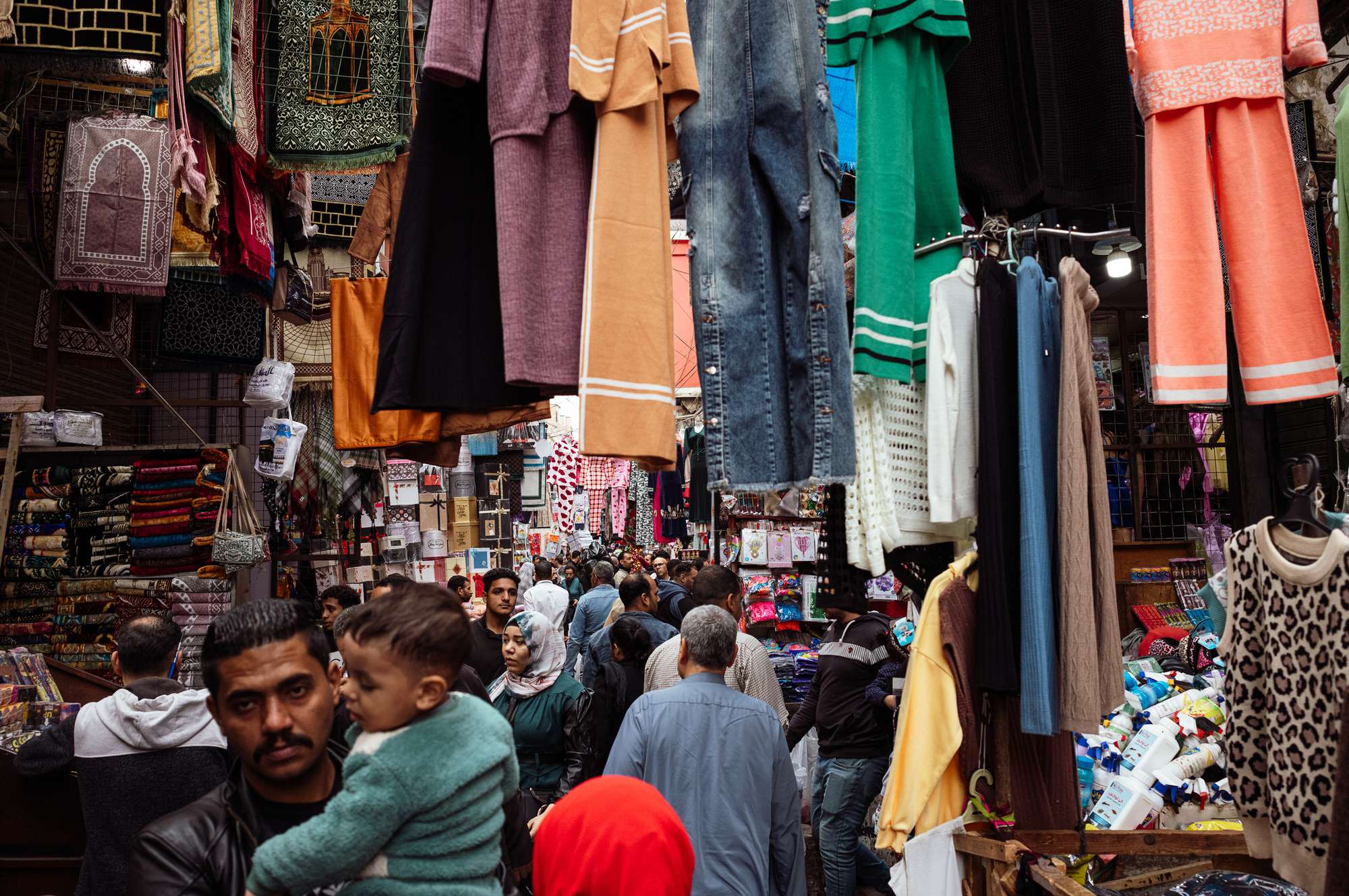 A crowded street in the market